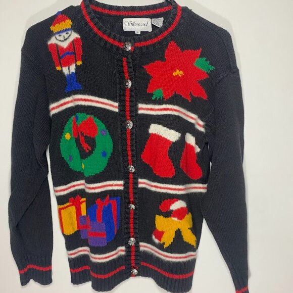 Silvercord Vintage Christmas Sweater Cardigan - Picture 1 of 5